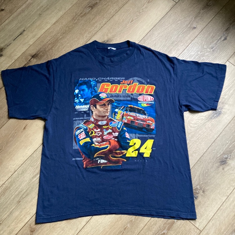 NASCAR Jeff Gordon 24 Navy Blue T-Shirt Sz L-XL?